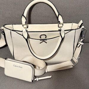 Calvin Klein White Satchel and Wallet Set